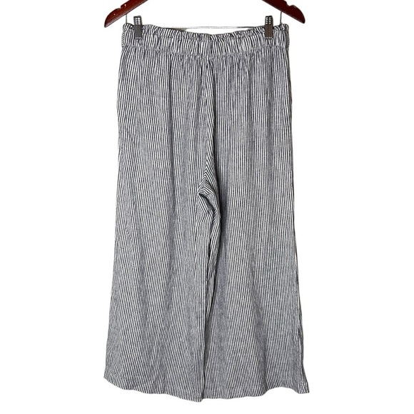 Ellen Tracy Women's Wide Leg Cropped Striped Linen Pants- Size Small - Picture 4 of 10